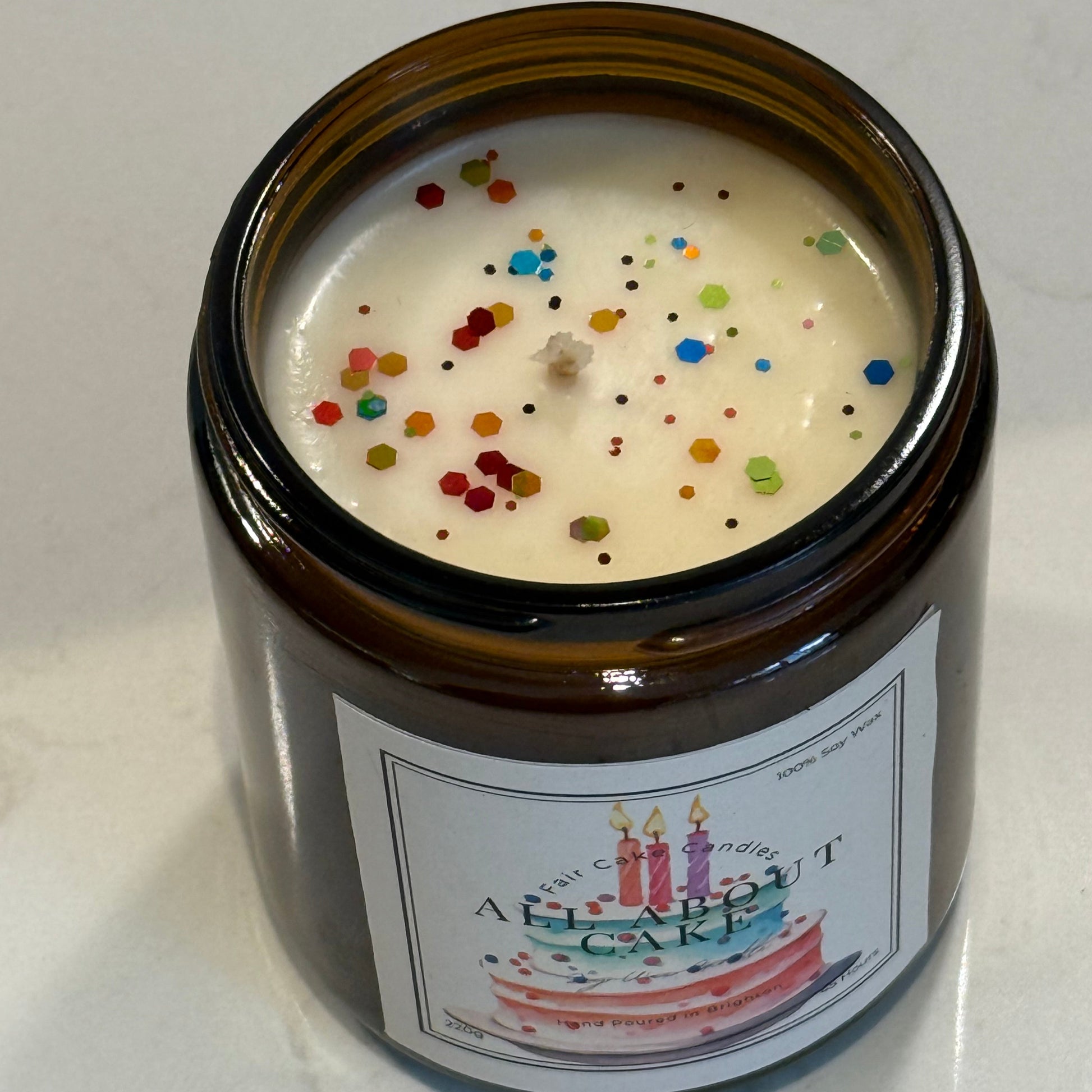 All About Cake scented candle by Fair Cake Candles. Candle with sprinkles. Birthday cake candle.