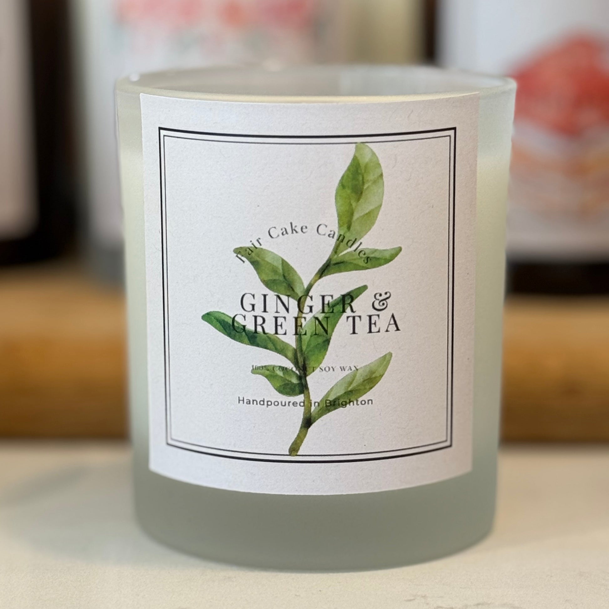 Ginger and Green Tea Scented Candle by Fair Cake Candles - Hand poured soy wax candles.