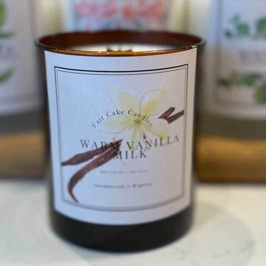 Warm Vanilla Milk candle by Fair Cake Candles.