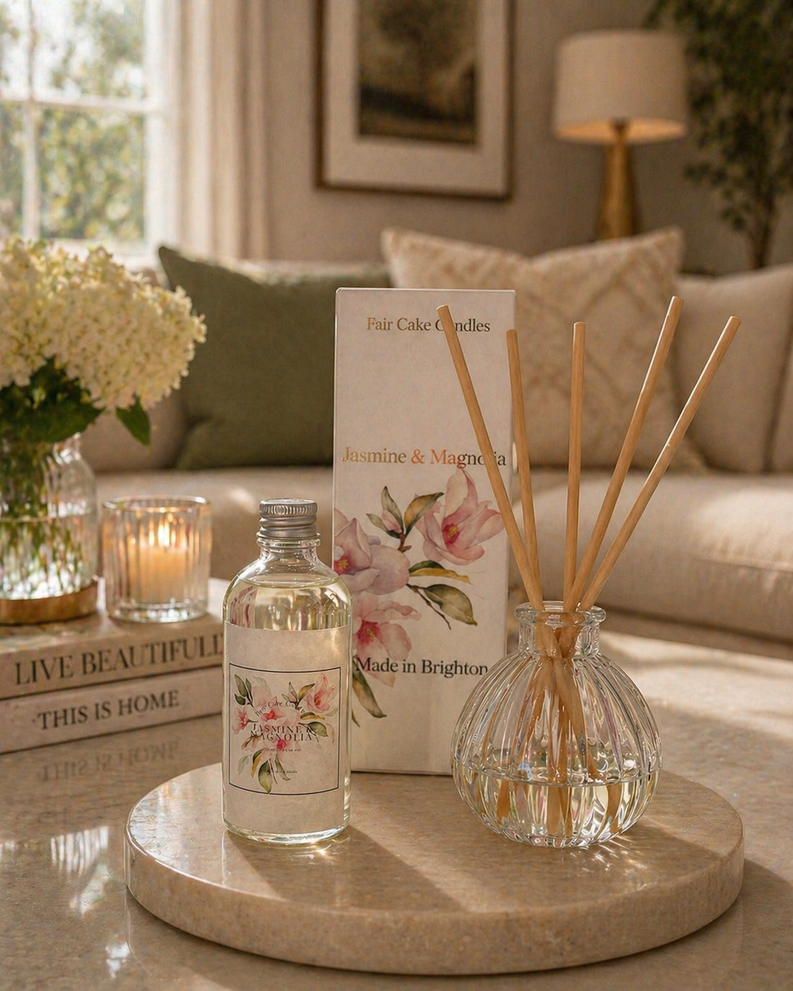 Hand-Poured Jasmine & Magnolia Reed Diffuser