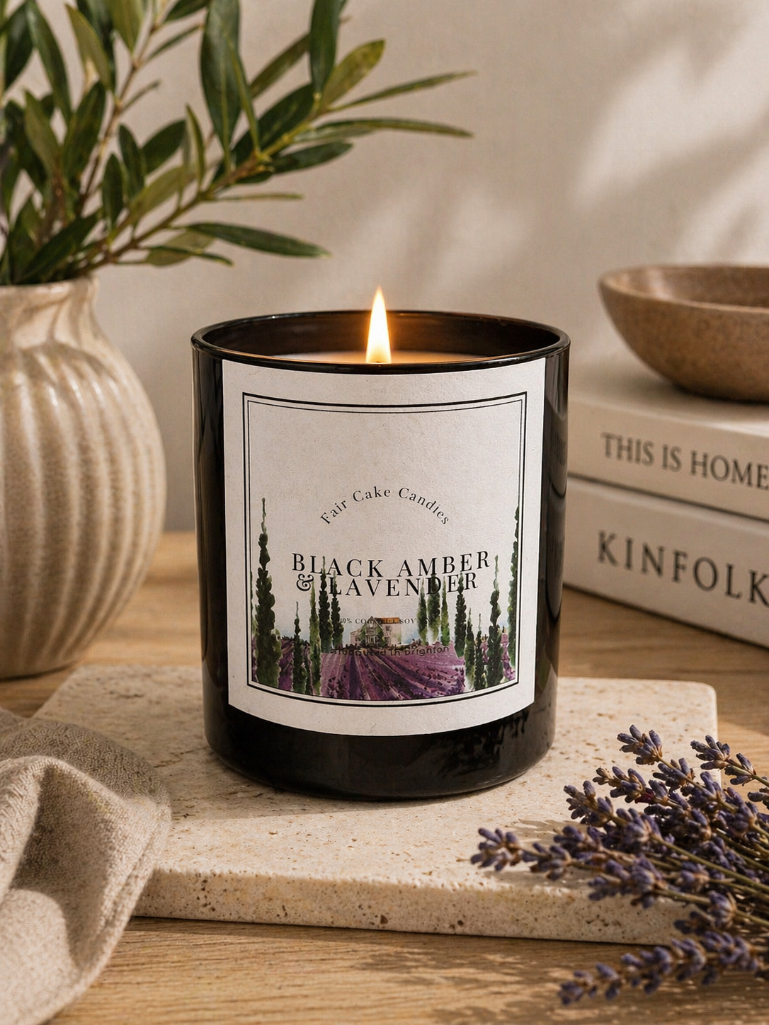 Black Amber & Lavender Soy Wax Candle